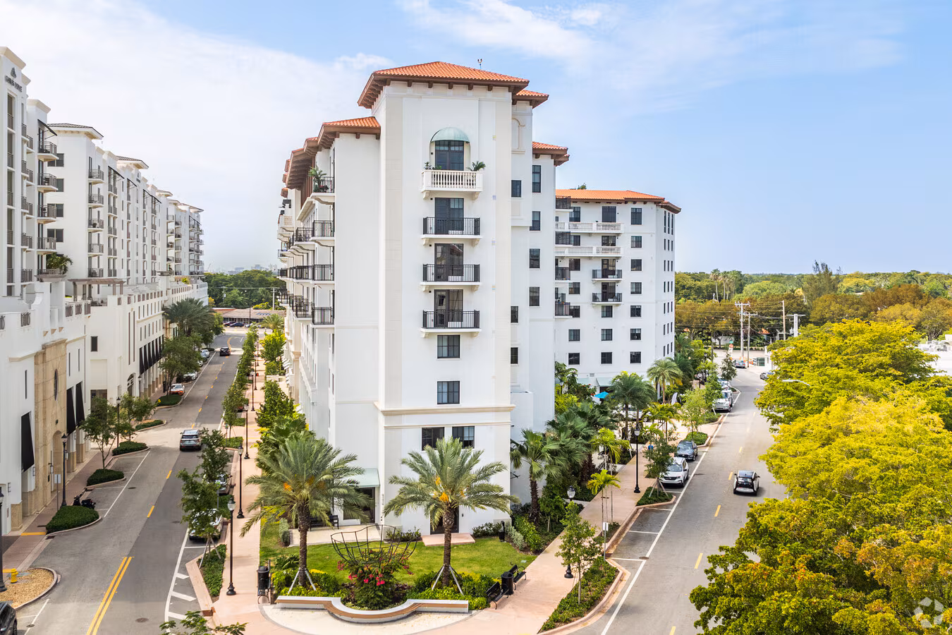 Modern apartment building exterior in Coral Gables, FL
